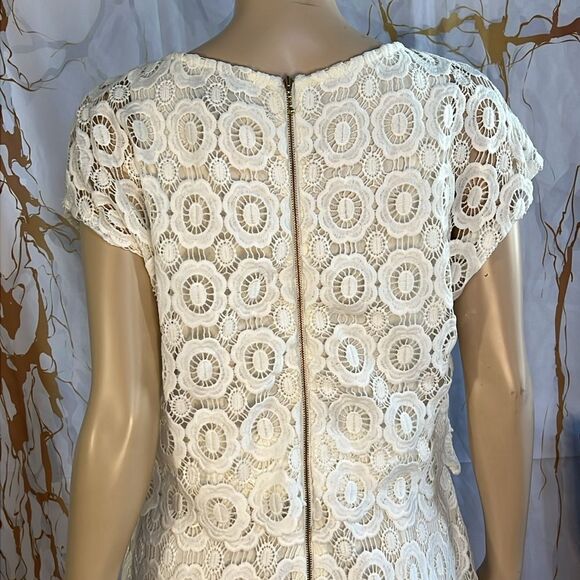 Taylor brand white crochet cap leaf mid length dress - Picture 7 of 9